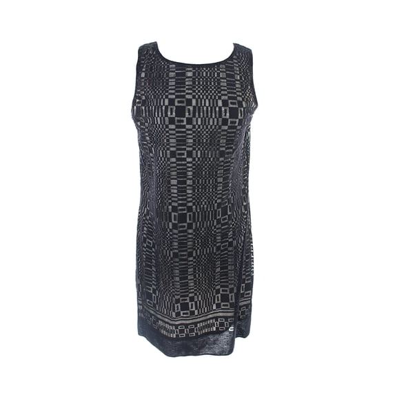 Studio M Womens Black Sleeveless Geo-Print Lace Dress S