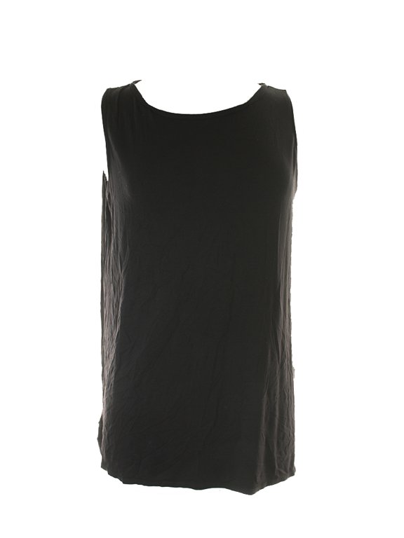 Womens Black Sleeveless Jersey Hi Low Top L