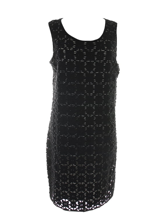 Womens Black Sleeveless Lace Overlay Dress XS
