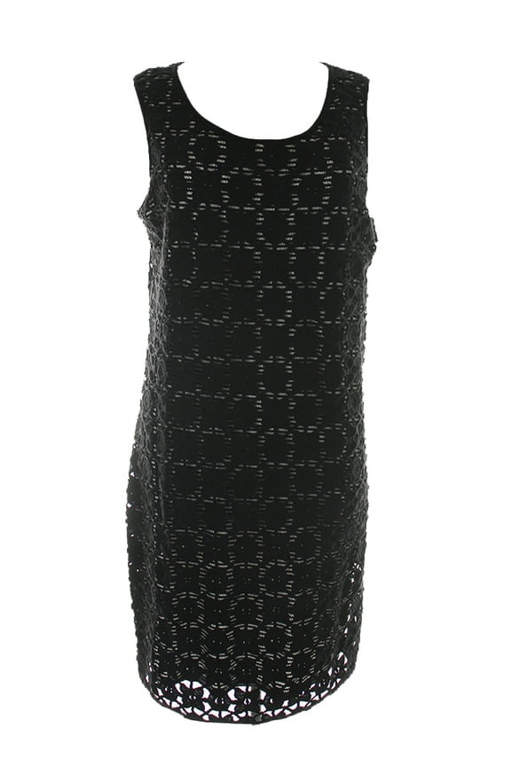 Womens Black Sleeveless Lace Overlay Dress XS