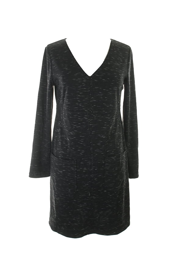 Womens Black Space-Dye Pocketed Sheath Dress M