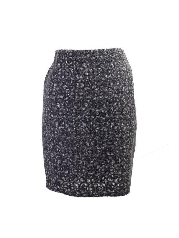 Womens Charcoal Fuzzy Lace Skirt L