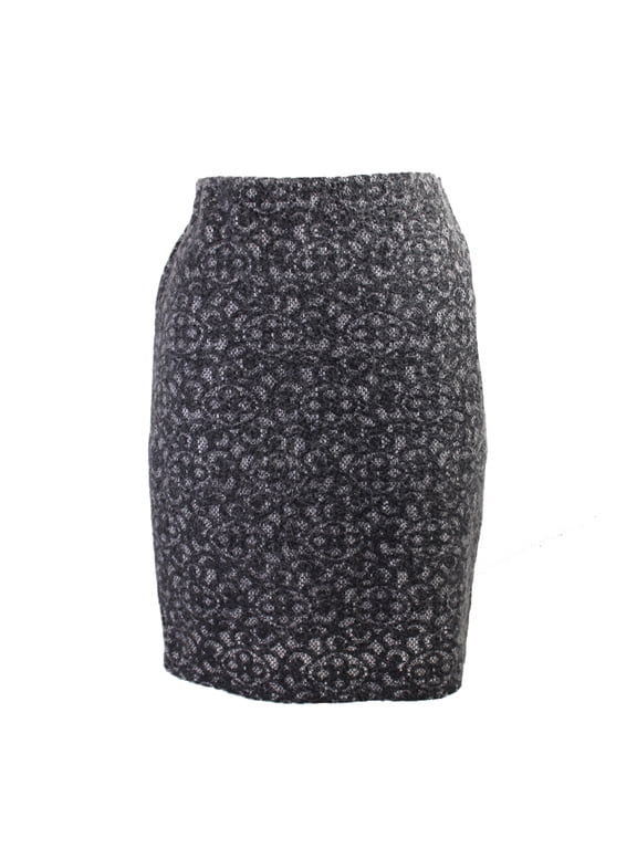 Womens Charcoal Fuzzy Lace Skirt S