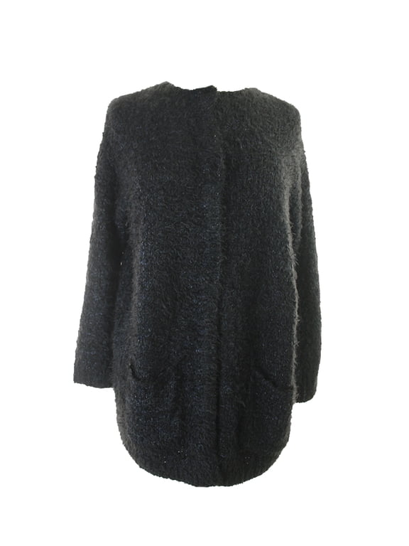 Womens Charcoal Long-Sleeve Shaggy Cardigan M