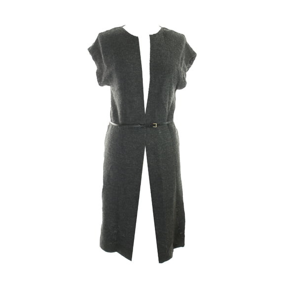 Studio M Womens Charcoal Sleeveless Slit-Side Long Cardigan XS