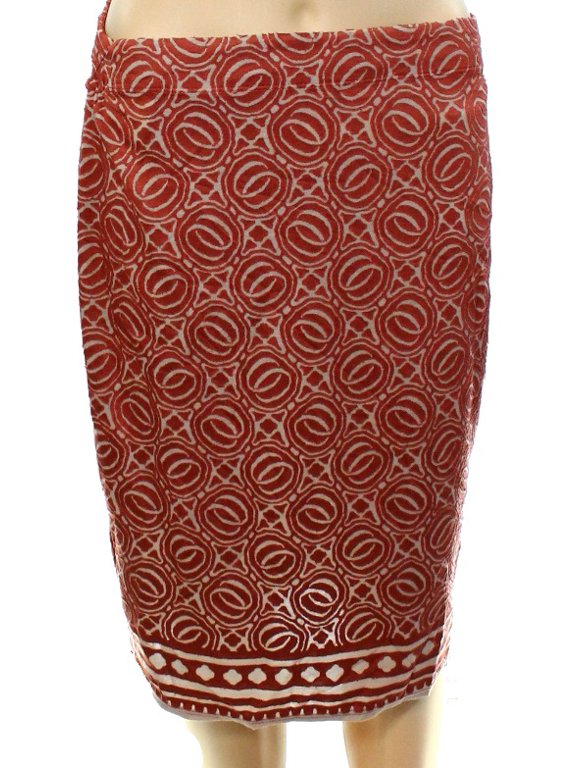 Womens Copper Burnout Pencil Skirt XS