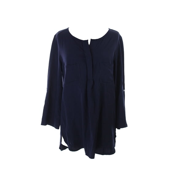 Studio M Womens Dark Navy Roll-Tab-Sleeve Tunic XS