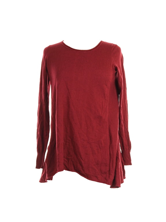 Womens Garnet Long-Sleeve Sharkbite-Hem Sweater XS