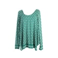 thumbnail image 1 of Studio M Womens Green Textured Patterned Scoop-Neck Knit Top XS, 1 of 1