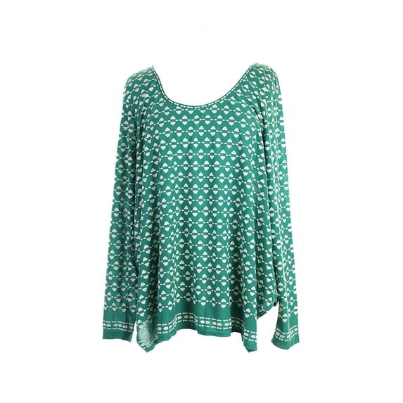 Studio M Womens Green Textured Patterned Scoop-Neck Knit Top XS
