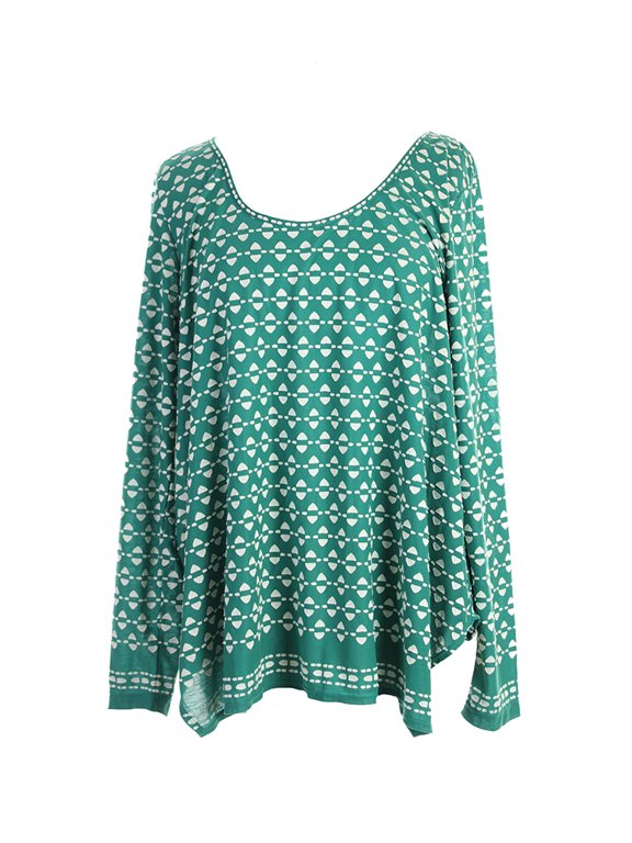 Womens Green Textured Patterned Scoop-Neck Knit Top XS