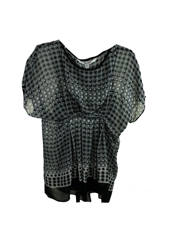 Womens Grey Short-Sleeve Printed Gorgette Blouse XS