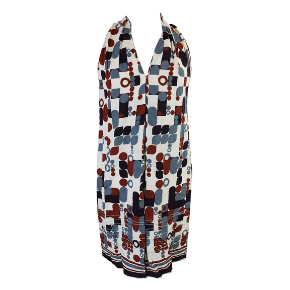Studio M Womens Multi Shawl-Collar Geo-Print Shift Dress XS