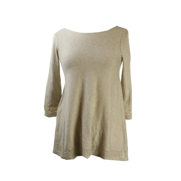 Studio M Womens Oatmeal Scoop Neck Top XS