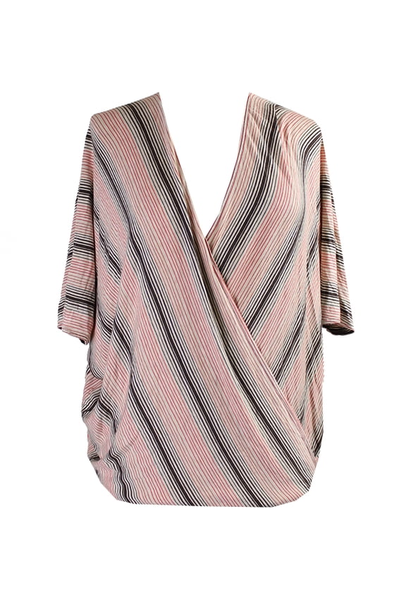 Womens Oatmeal Short-Sleeve Striped Jersey Top M