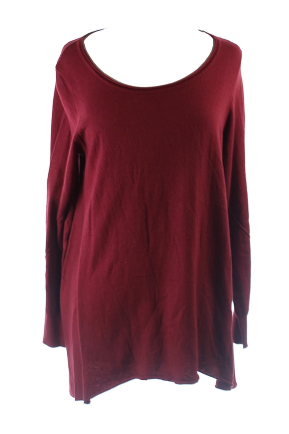 Womens Red Shark-Bite Hem Sweater L