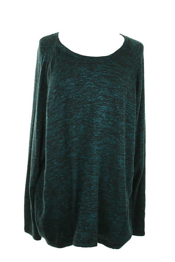 Womens Teal Marled Long Sleeve Sweatshirt S