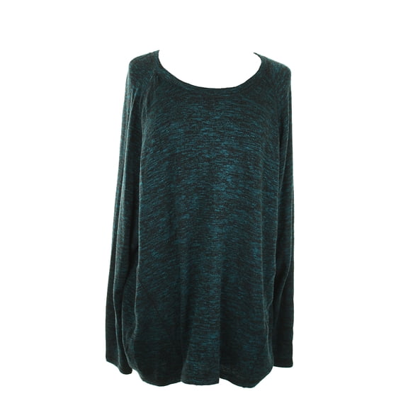 Studio M Womens Teal Marled Long Sleeve Sweatshirt XS