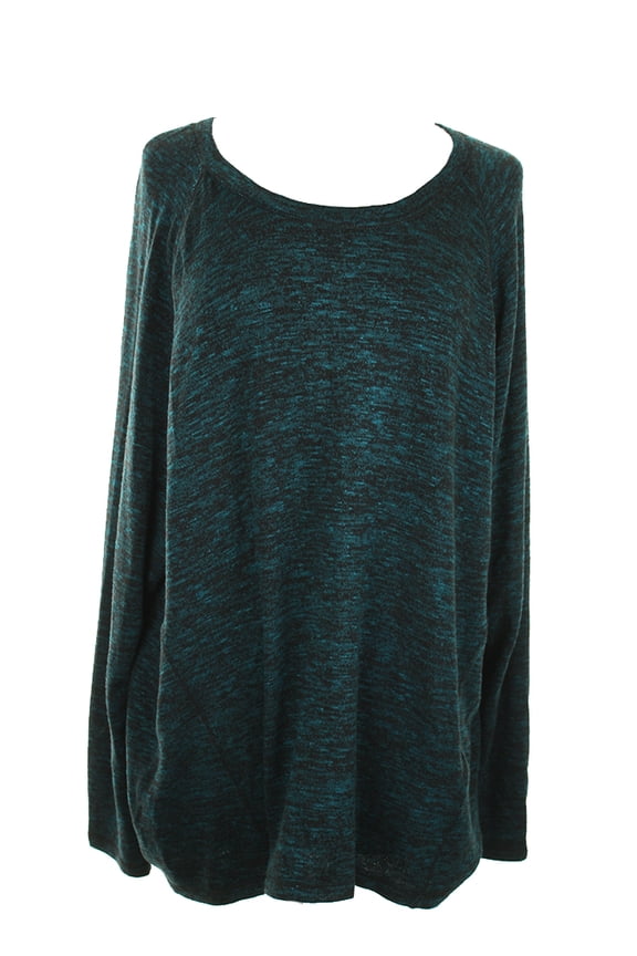 Womens Teal Marled Long Sleeve Sweatshirt XS