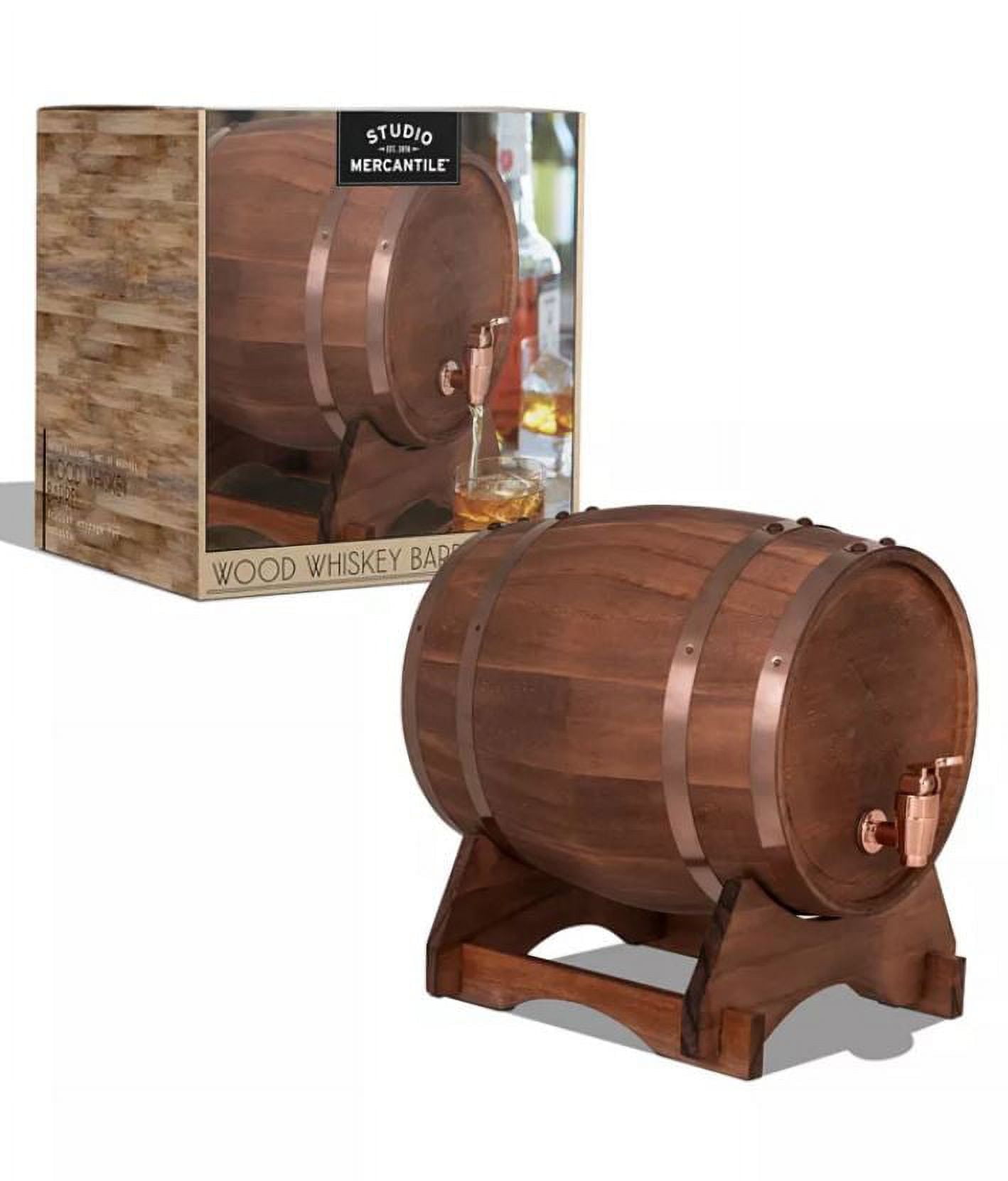 Studio Mercantile Miniature Wood Whiskey Barrel Dispenser
