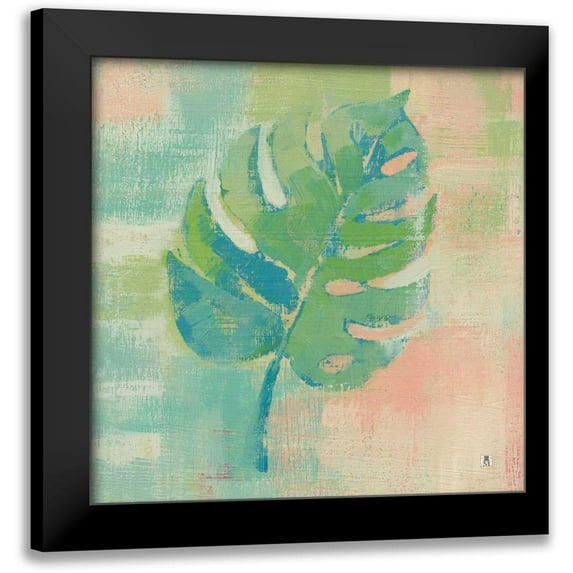 Studio Mousseau 12x12 Black Modern Framed Museum Art Print Titled - Beach Cove Leaves I