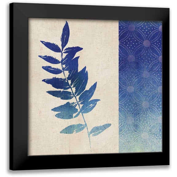 Studio Mousseau 12x12 Black Modern Framed Museum Art Print Titled - Indigo Leaves IV