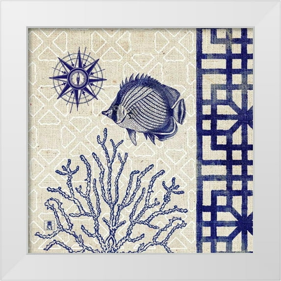 Studio Mousseau 12x12 White Modern Wood Framed Museum Art Print Titled - Sea Shore Square II