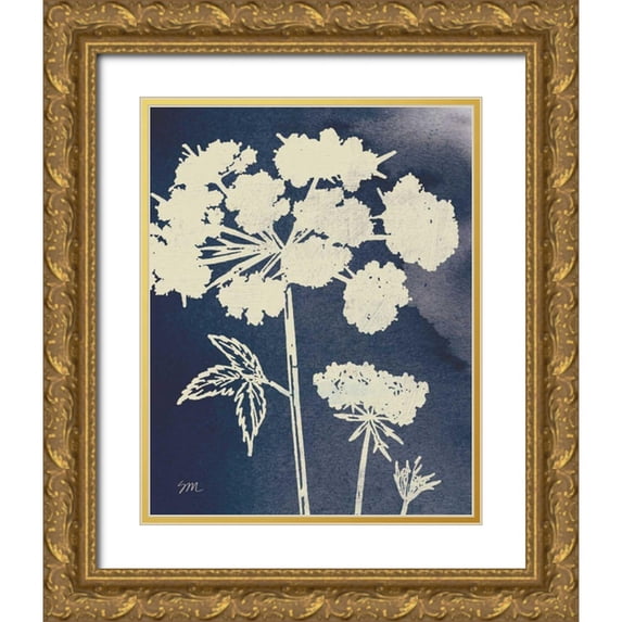 Studio Mousseau 12x14 Gold Ornate Wood Framed with Double Matting Museum Art Print Titled - Dark Blue Sky Garden III