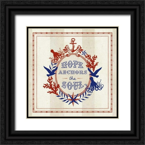 Studio Mousseau 15x15 Black Ornate Wood Framed with Double Matting Museum Art Print Titled - Nautical Wisdom II