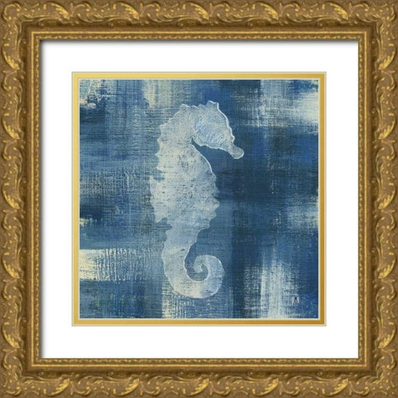 Studio Mousseau 15x15 Gold Ornate Wood Framed with Double Matting Museum Art Print Titled - Batik Seas I