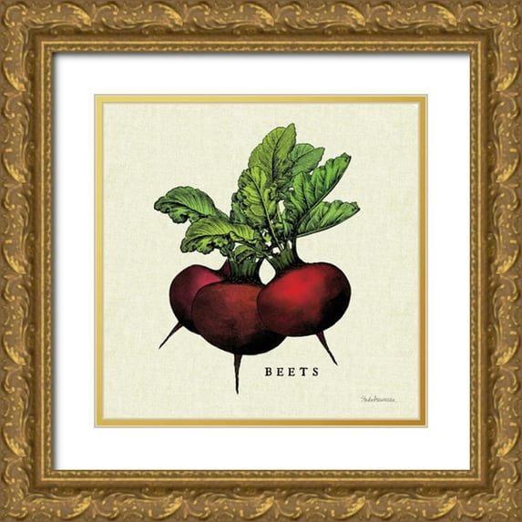 Studio Mousseau 15x15 Gold Ornate Wood Framed with Double Matting Museum Art Print Titled - Linen Vegetable I v2