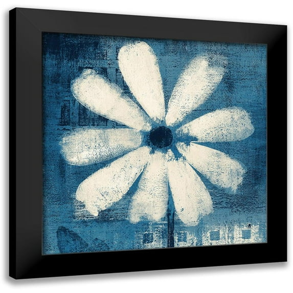 Studio Mousseau 20x20 Black Modern Framed Museum Art Print Titled - Daisy for Belinda Blue