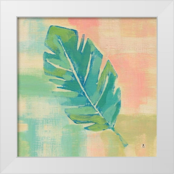 Studio Mousseau 20x20 White Modern Wood Framed Museum Art Print Titled - Beach Cove Leaves III
