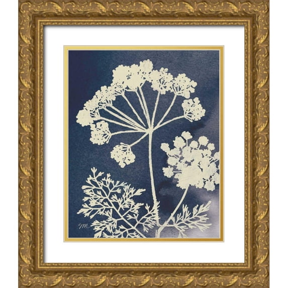 Studio Mousseau 20x24 Gold Ornate Wood Framed with Double Matting Museum Art Print Titled - Dark Blue Sky Garden II