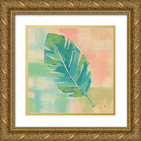 Studio Mousseau 26x26 Gold Ornate Wood Framed with Double Matting Museum Art Print Titled - Beach Cove Leaves III