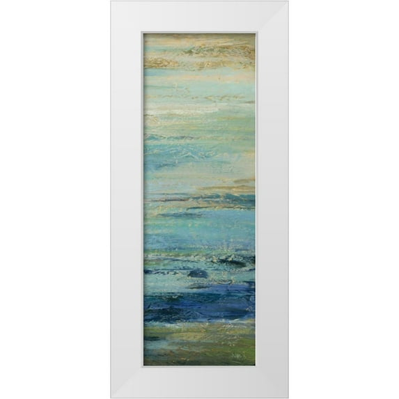 Studio Nova 11x24 White Modern Wood Framed Museum Art Print Titled - Blue Indigo Panel II
