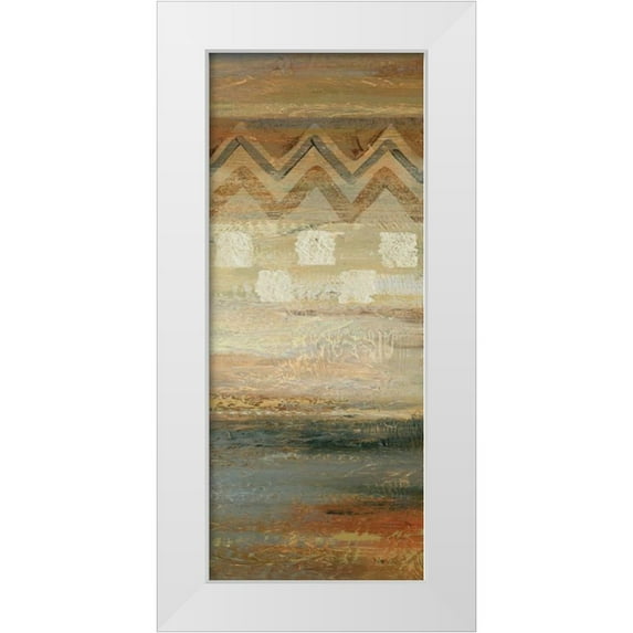 Studio Nova 12x24 White Modern Wood Framed Museum Art Print Titled - Siena Geometric Panel II