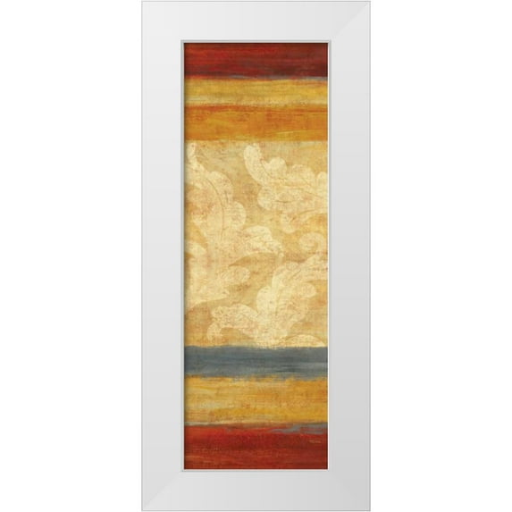 Studio Nova 13x32 White Modern Wood Framed Museum Art Print Titled - Tapestry Stripe Panel II