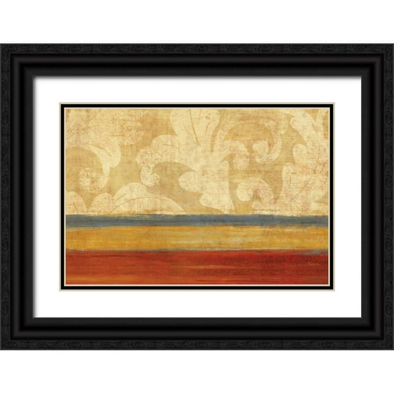 Studio Nova 14x11 Black Ornate Wood Framed with Double Matting Museum Art Print Titled - Tapestry Stripe Landscape