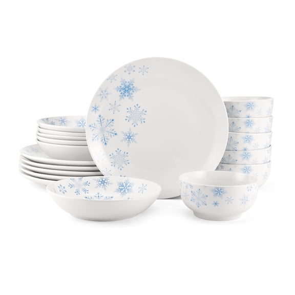 Studio Nova 18-Piece Winter Snowflakes Porcelain Dinnerware Set