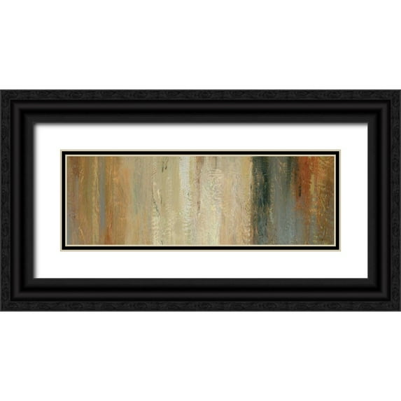 Studio Nova 32x13 Black Ornate Wood Framed with Double Matting Museum Art Print Titled - Siena Abstract Panel II