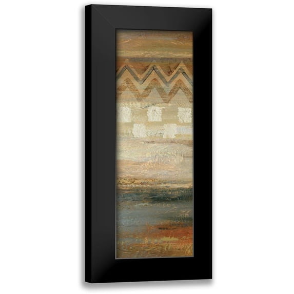 Studio Nova 7x14 Black Modern Framed Museum Art Print Titled - Siena Geometric Panel II