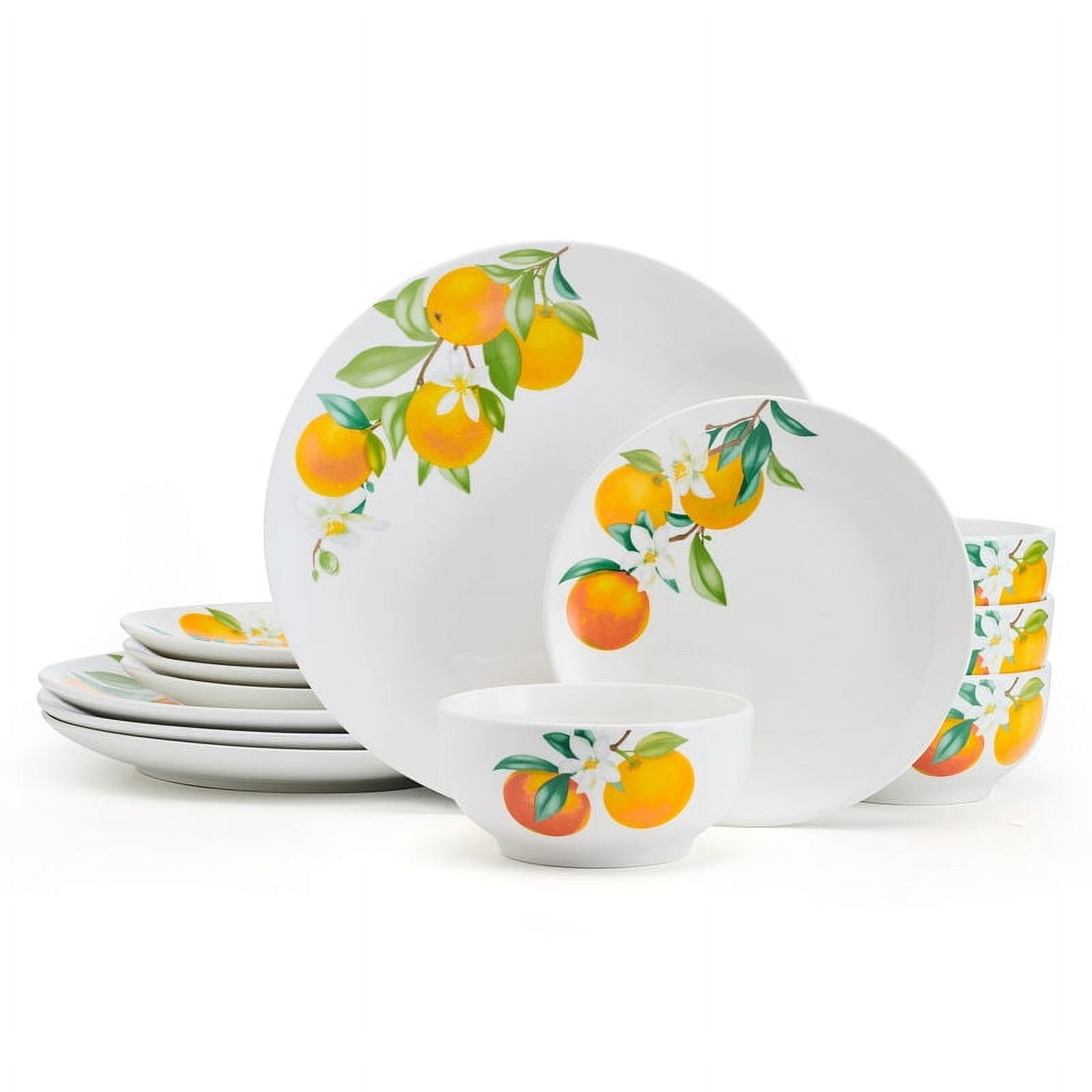 Studio Nova Oranges 12 Piece Porcelain Dinnerware Set White