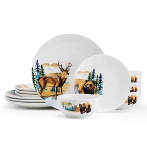 Studio Nova Woodland Animals 12 Piece Porcelain Dinnerware Set White