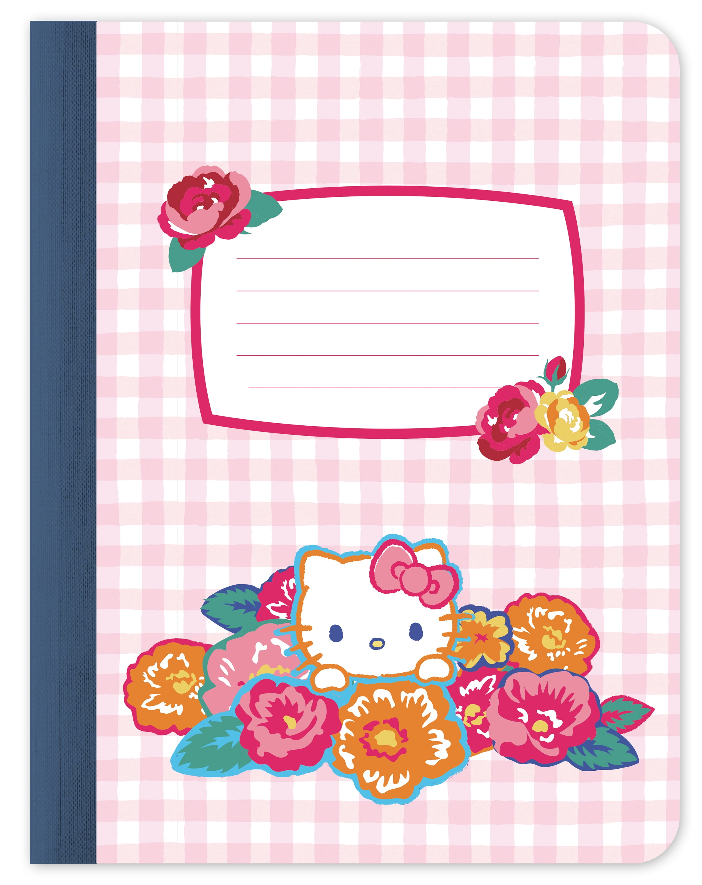 Studio Oh! Composition Notebook 7.5" x 9.75" Hello Kitty Gingham Wildflowers