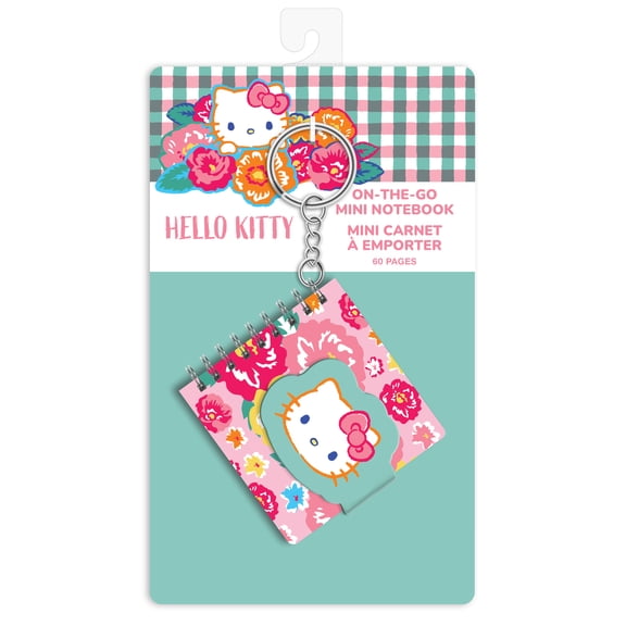 Studio Oh! Mini Notebook with Key Chain, 3.5" x 3.5", Hello Kitty Wildflowers