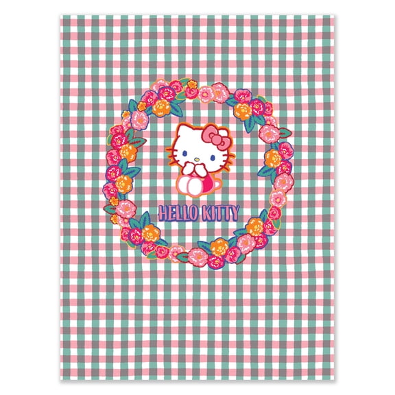Studio Oh! Two-Pocket Folder, 9.15" x 12", Hello Kitty Plaid Wildflowers