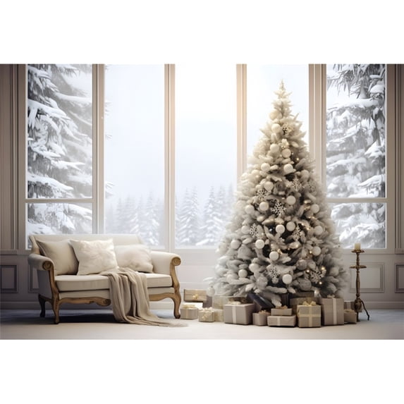 Studio Photo Backdrop Photography Portrait Family Baby Candle Fireplace Window Gift Tree Xmas Background Photo Merry