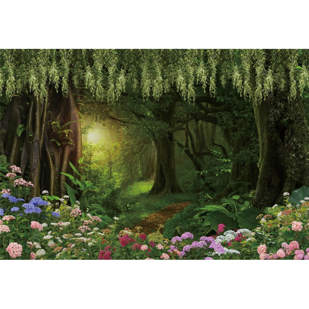 Studio Photo Backdrops r Room Scenic Natural Leaves Green Forest Rain ...