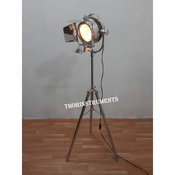 Studio Photography Chrome Studio Floor Lamp Searchlight Spot Light Metal Tripod Stand